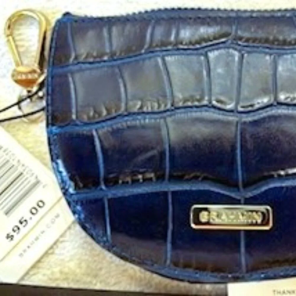 Brahmin Britt "Heavenly Blue Lumeria" half circle leather coin purse NWT - Picture 1 of 8